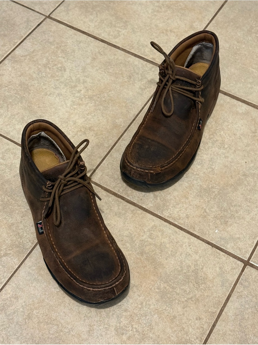 Justin Cappie Driving Mocs Steel Toe Chukka Ankle Boots Mens 10 W Brown Leather